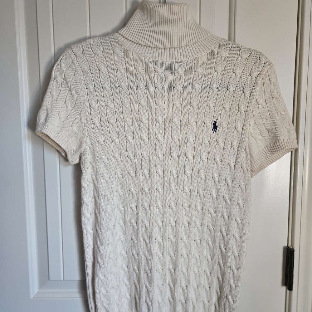 Ralph Lauren Cream Cable Knit Turtleneck Sweater